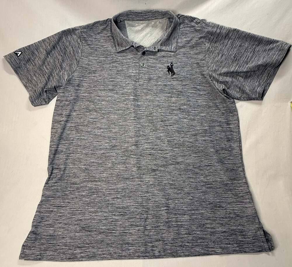 Antigua Desert Dry Wyoming Cowboys Polo Shirt Gray Heather Size XL